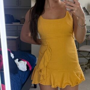 White Fox Boutique Yellow Ruffle Dress